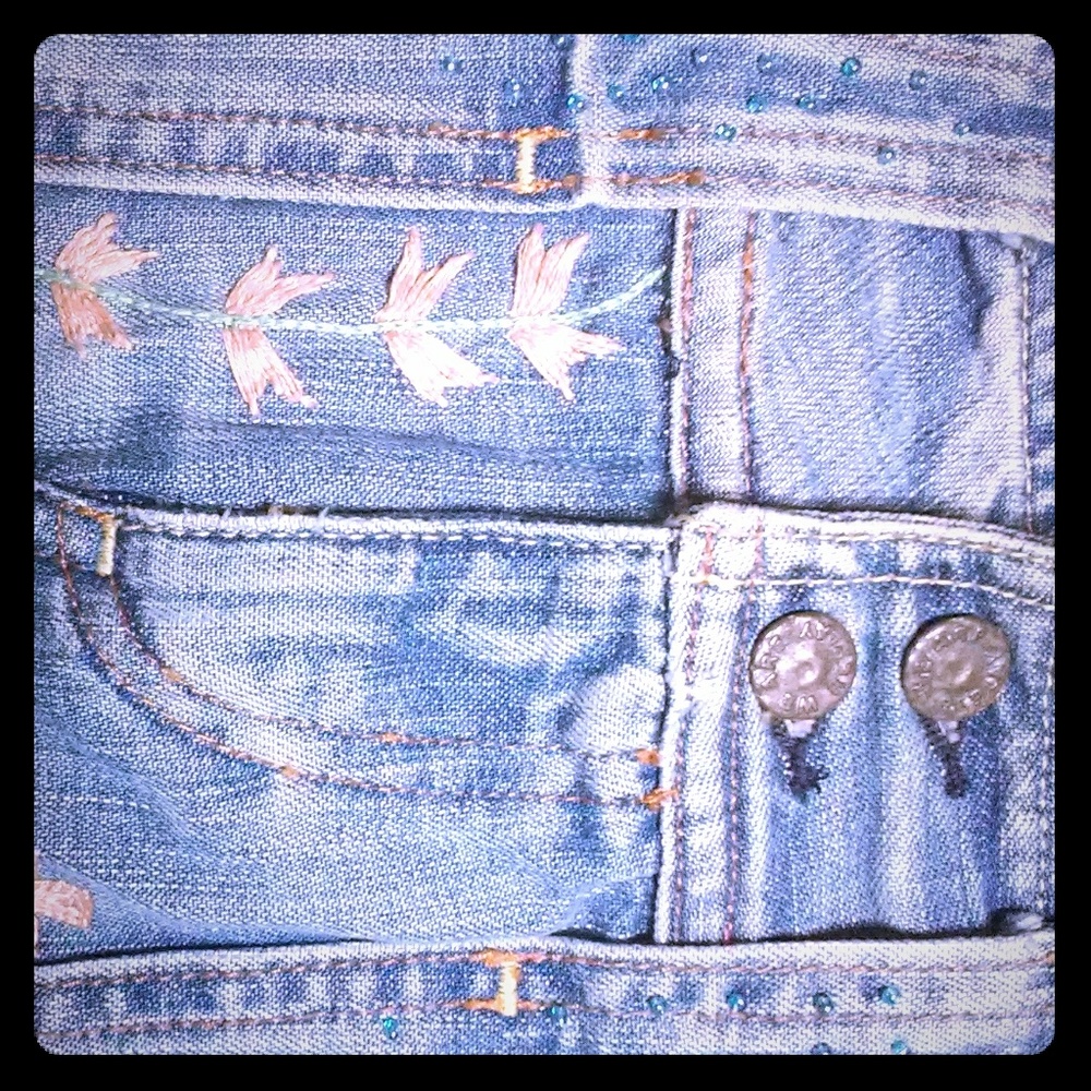 Embroidered Boho minidenim skirt